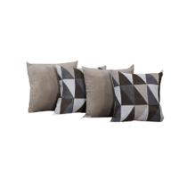 Kit 4 Capas de Almofada 40cm x 40cm Jacquard Estampada Suede Lisa