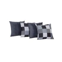 Kit 4 Capas de Almofada 40cm x 40cm Jacquard Estampada Suede Lisa