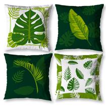 Kit 4 Capas de Almofada 40x40 Estampada Folhas Verde Zíper Kit 4 Capas de Almofada 40x40 Estampada Folhas Verde Zíper