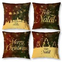 Kit 4 Capas de Almofada 40x40 Natal Natalinas para Sofá Sala Decorativas Estampadas Papai Noel