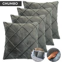 Kit 4 Capas de Almofada 40x40 Tecido Suede Drapeado Aveludada Com Zíper Decorativas Macia Sala Cama Sofá