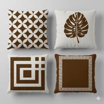 Kit 4 Capas de Almofada 45x45 Microfibra Sublimada com Zíper Várias Estampas Decorativas