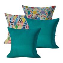 Kit 4 Capas de Almofada 45x45cm Decorativas Com Ziper Sala Sofá Cama