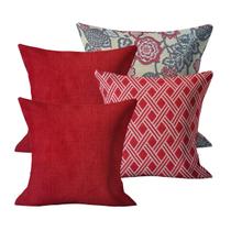 Kit 4 Capas de Almofada 45x45cm Decorativas Com Ziper Sala Sofá Cama
