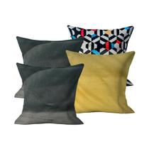Kit 4 Capas de Almofada 45x45cm Decorativas Com Ziper Sala Sofá Cama