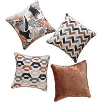 Kit 4 Capas de Almofada Amaryllis Veludo Terracota Jolitex