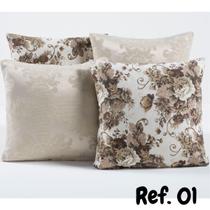 Kit 4 Capas De Almofada Com Zíper 42x42cm Lisa E Estampada