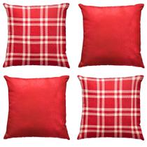 Kit 4 Capas de Almofada de Natal Xadrez Vermelho Decorativas 45 x 45 Kit 4 Capas de Almofada de Natal Xadrez Vermelho Decorativas 45 x 45