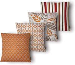 Kit 4 Capas de Almofada Decorativa Belchior com Zíper Tecido Especial Estampadas e Lisas 43 x 43cm
