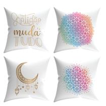 Kit 4 Capas de Almofada Decorativas Estampadas - Gratidão
