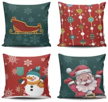 Kit 4 Capas de Almofada Decorativas Estampadas - Natal 44