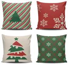 Kit 4 Capas de Almofada Decorativas Estampadas - Natal 46