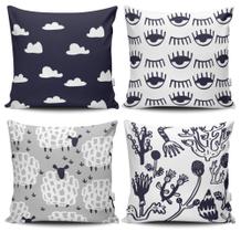 Kit 4 Capas de Almofada Decorativas Estampadas - Olho Grego Kit 4 Capas de Almofada Decorativas Estampadas - Olho Grego