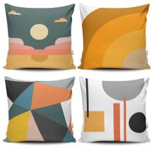 Kit 4 Capas de Almofada Decorativas Estampadas - Sol Geométrico