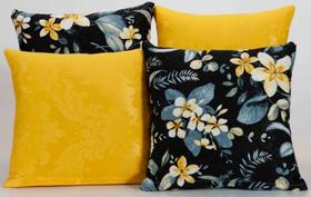 Kit 4 Capas de Almofada Decorativas para Sofá Estampa Amarelo com Preto