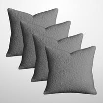 Kit 4 Capas de Almofada em Suede Luxo Ziper Invisivel 50x50cm Capri Cinza