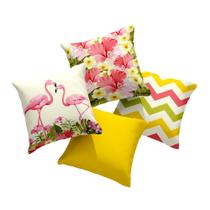 Kit 4 capas de Almofada estampa digital flamingo - Linha Suave 8020