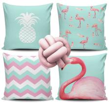 Kit 4 Capas de Almofada Flamingo + Almofada Nó Kit 4 Capas de Almofada Flamingo + Almofada Nó
