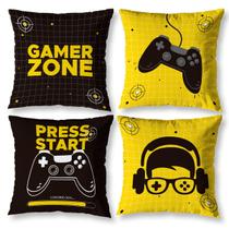 Kit 4 Capas de Almofada GAMER ZONE 40cm X 40cm Estampada Digital