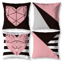 Kit 4 Capas de Almofada GEO CORAÇÃO 40cm Estampada Digital Kit 4 Capas de Almofada GEO CORAÇÃO 40cm Estampada Digital