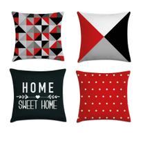 kit 4 capas de almofada geométrica vermelho e preto kit 4 capas de almofada geométrica vermelho e preto