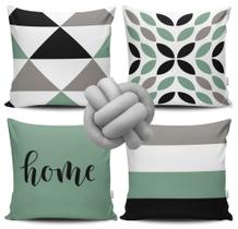 Kit 4 Capas de Almofada Home Verde + Almofada Nó
