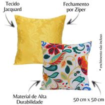 Kit 4 Capas de Almofada Jacquard 50X50cm Jardim e Amarelo