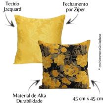 Kit 4 Capas de Almofada Jacquard Decorativa Jasmim e Amarelo