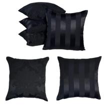 Kit 4 Capas de almofada Jacquard Medalhão/Listrado 45 X 45