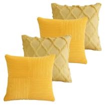 Kit 4 Capas de Almofada Linha Suede 2 Pillow e 2 Egípcia - Amarelo Kit 4 Capas de Almofada Linha Suede 2 Pillow e 2 Egípcia - Amarelo