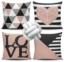 Kit 4 Capas de Almofada Love + Almofada Nó