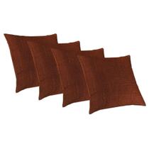 Kit 4 Capas De Almofada Luxo 50X50 Suede Premium Terracota