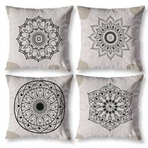 Kit 4 Capas de Almofada MANDALA BEGE 40cm Estampada Digital Kit 4 Capas de Almofada MANDALA BEGE 40cm Estampada Digital