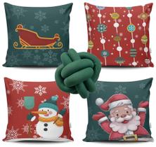 Kit 4 Capas de Almofada Natal 01 + Almofada Nó