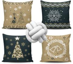 Kit 4 Capas de Almofada Natal 02 + Almofada Nó