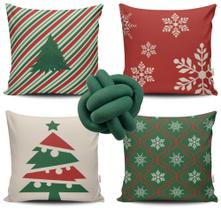 Kit 4 Capas de Almofada Natal 03 + Almofada Nó