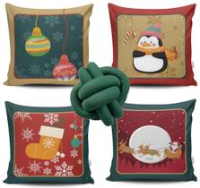 Kit 4 Capas de Almofada Natal 04 + Almofada Nó