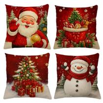 Kit 4 Capas de Almofada Natal 40x40cm Sublimada com Zíper Decoração Sofá, Cama e Sala Micropercal Kit 4 Capas de Almofada Natal 40x40cm Sublimada com Zíper Decoração Sofá, Cama e Sala Micropercal