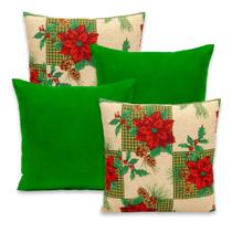 Kit 4 Capas de Almofada Natalina c/ zíper 40cm x 40cm Tecido Oxford Kit 4 Capas de Almofada Natalina c/ zíper 40cm x 40cm Tecido Oxford
