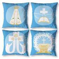 Kit 4 Capas de Almofada Nossa Senhora Aparecida Decorativa Com Zíper Digital Mãezinha Maria