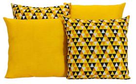Kit 4 Capas De Almofada Para Sofá Estampa Geométrico Amarelo Kit 4 Capas De Almofada Para Sofá Estampa Geométrico Amarelo