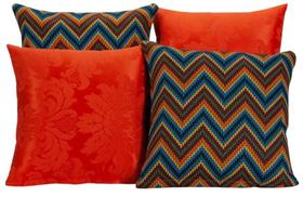 Kit 4 Capas De Almofada Para Sofá Estampa Vermelho Listrado