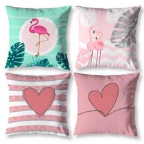 Kit 4 Capas De Almofada Sala 40Cm X 40Cm Estampadas Flamingo Kit 4 Capas De Almofada Sala 40Cm X 40Cm Estampadas Flamingo