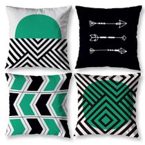 Kit 4 Capas De Almofada Sala 40Cm X 40Cm Estampadas Flechas