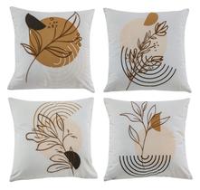 Kit 4 Capas de Almofada Sofá Floral Bege Taylor Jolitex