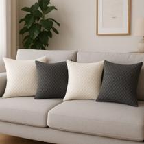 Kit 4 Capas de Almofada Soft com Zíper Toque Aveludado Decorativa Sala e Quarto