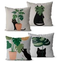 Kit 4 Capas De Almofadas 45x45 - Gato Floral Kit 4 Capas De Almofadas 45x45 - Gato Floral