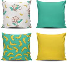 Kit 4 Capas De Almofadas 45x45 Tecido Estampado Linha Suave