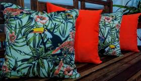 Kit 4 Capas de Almofadas 45x45cm Gorgurinho Floral Amarelo Tucano/Oxford Laranja Kit 4 Capas de Almofadas 45x45cm Gorgurinho Floral Amarelo Tucano/Oxford Laranja