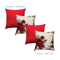 Kit 4 Capas de Almofadas 45x45cm Gorgurinho Floral/Oxford Vermelho Kit 4 Capas de Almofadas 45x45cm Gorgurinho Floral/Oxford Vermelho